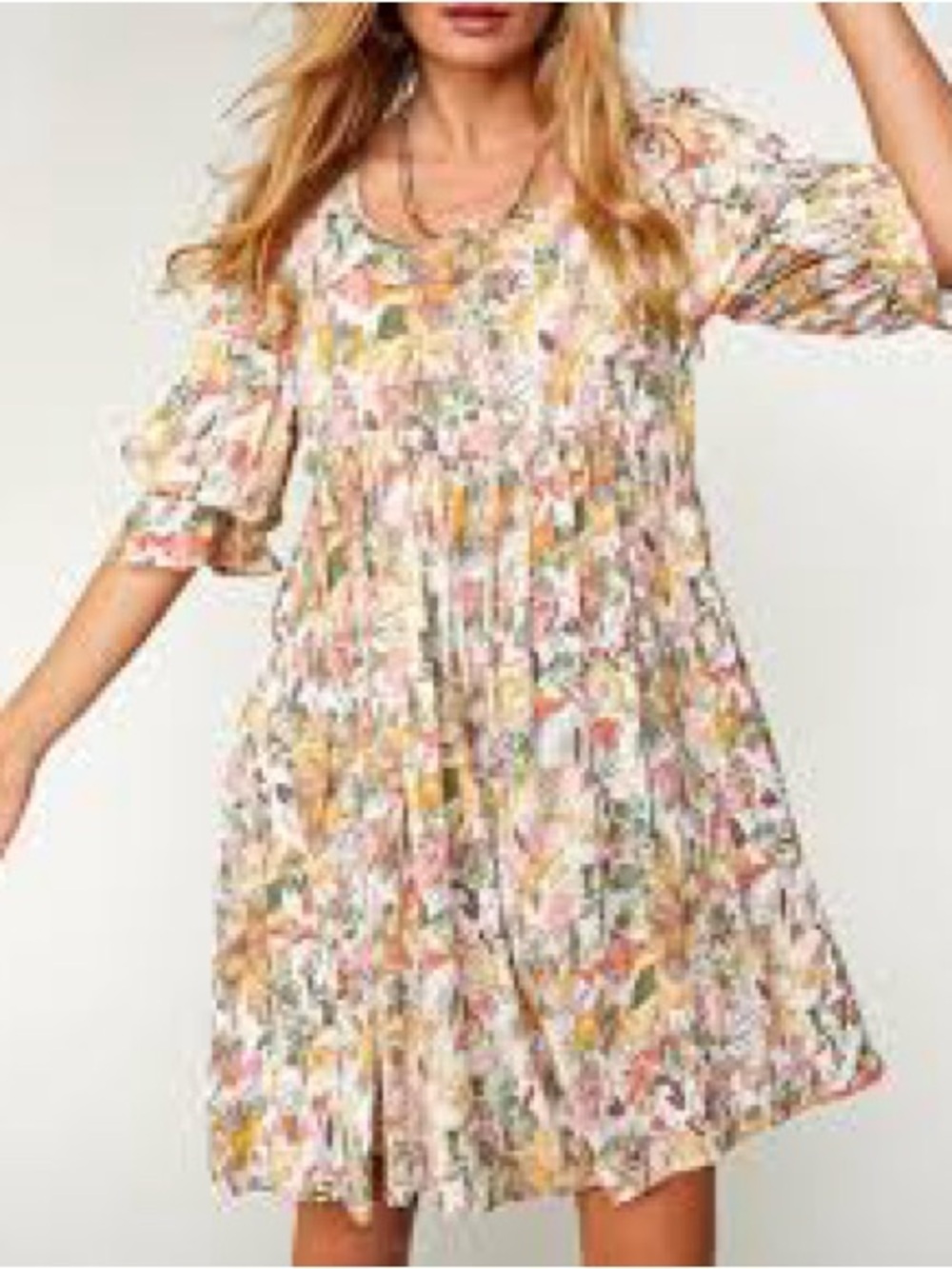 Sugar fox a California Company Floral Midi Dress in Pink, Mustard & Green US M - Picture 2 of 15